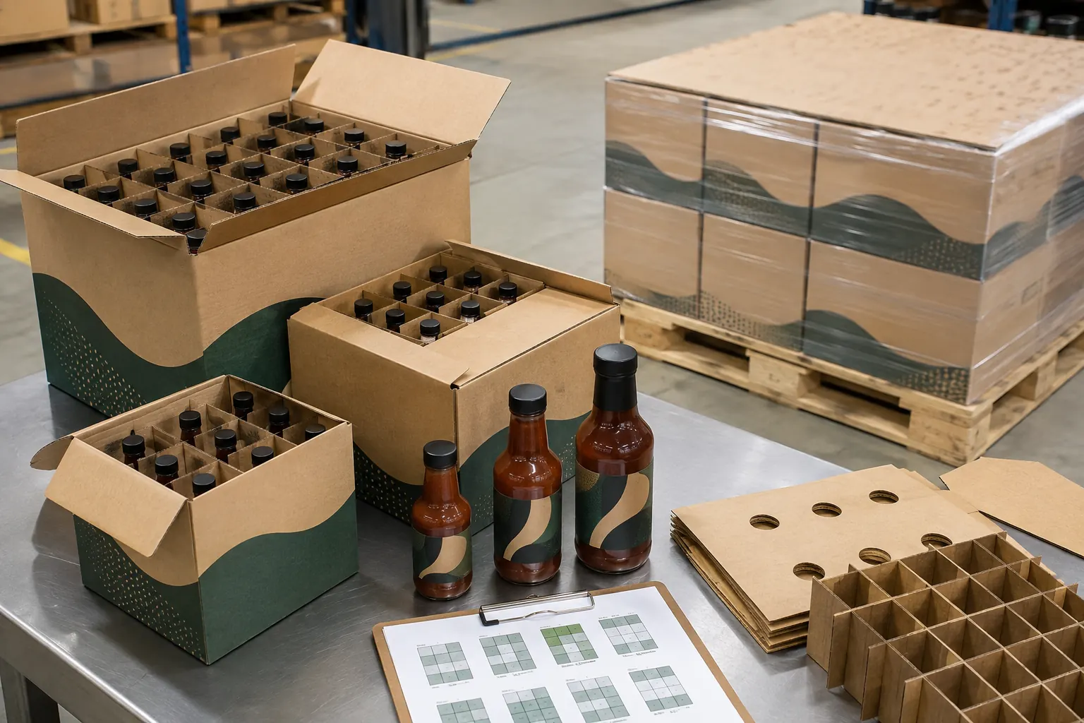 BBQ sauce bottle carton and pallet optimization for 12 oz 16 oz and 32 oz formats