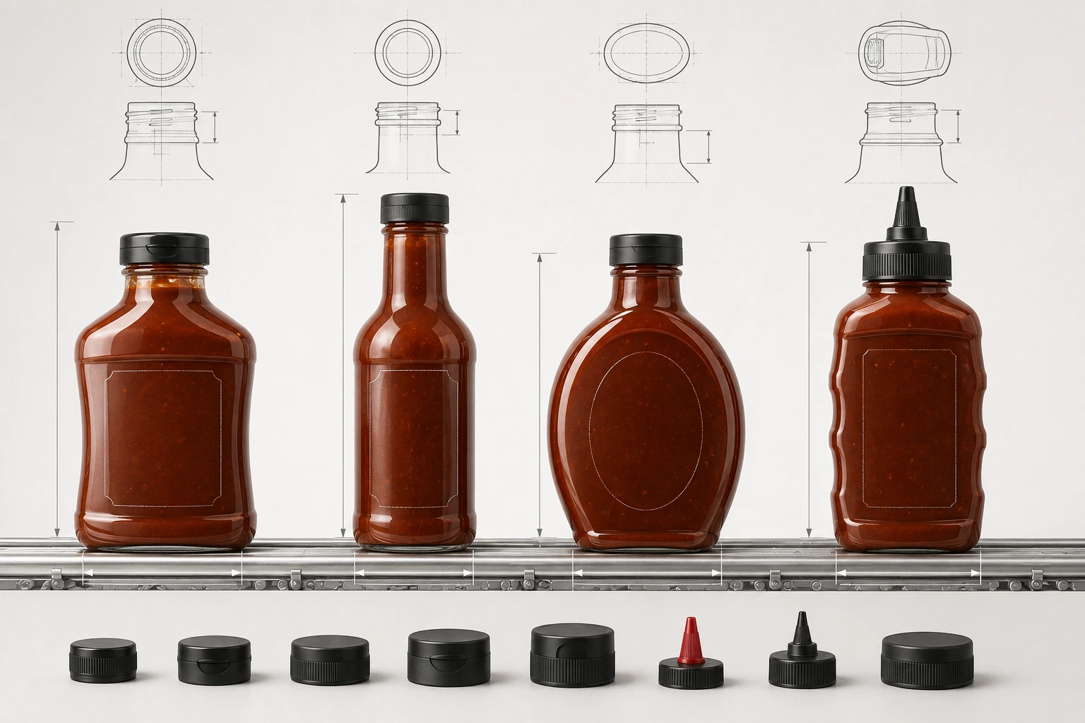 BBQ sauce bottle shape engineering comparison for stout ringneck oval and custom squeeze bottles