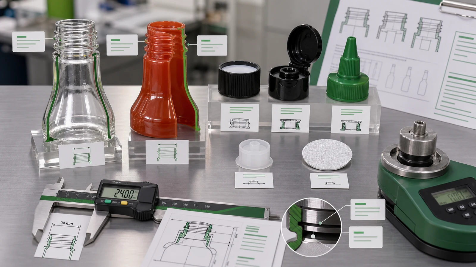 Hot sauce bottle neck finish cap liner orifice reducer and torque compatibility engineering review